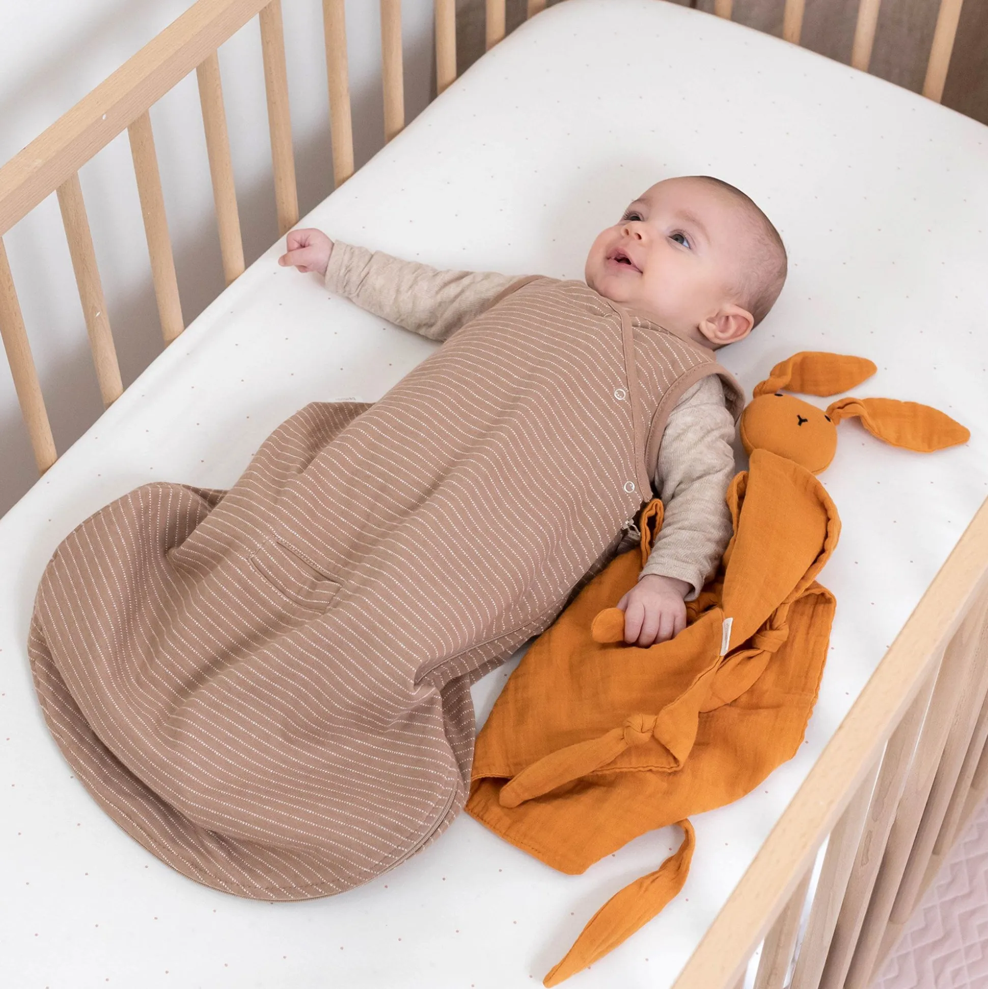 Hoeslaken Bed Jersey 60X120Cm Choux Small Dot Print Ecru